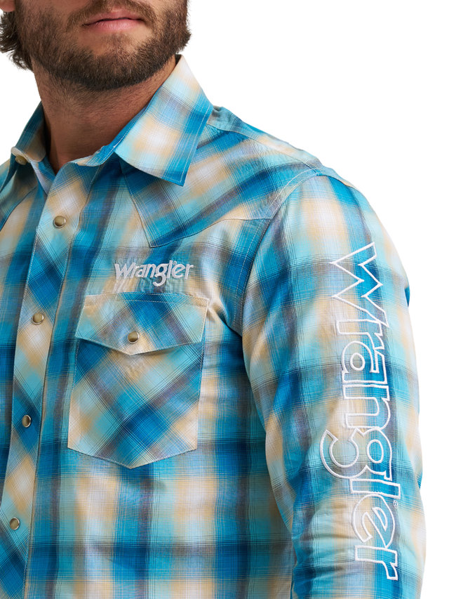 Men's Long Sleeve Logo Plaid