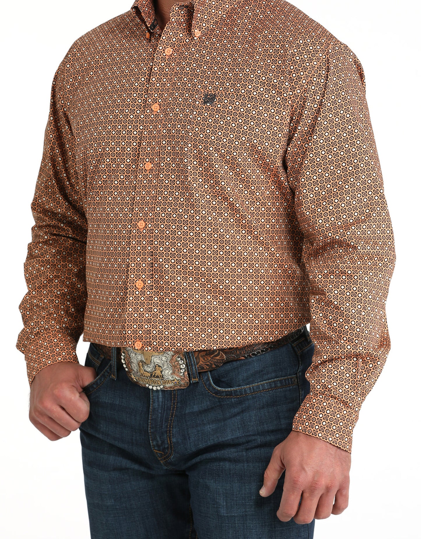 Men's Long Sleeve Western Print