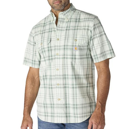 Men's Fort Loose Short Sleeve Plaid Shirt