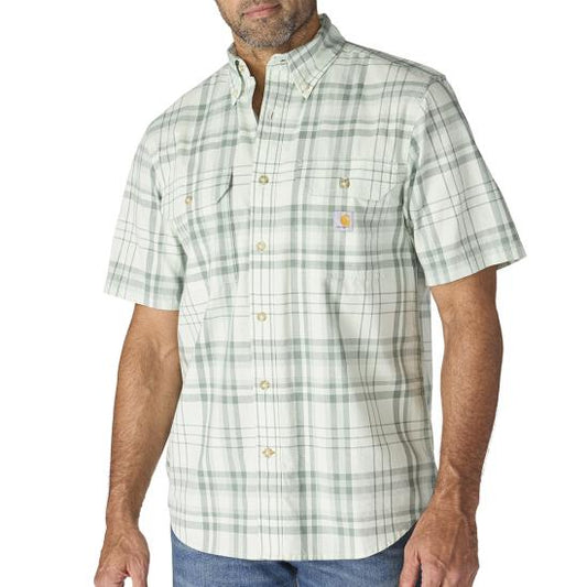 Men's Fort Loose Short Sleeve Plaid Shirt