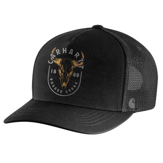 Canvas Mesh Back Skull Graphic Cap