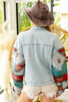 Aztec Pattern Denim Jacket