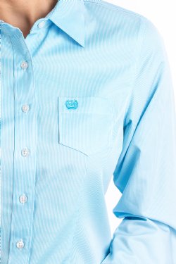 Women's Tencel  Micro Stripe Button Up Shirt