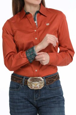 Women's Tencel Copper Stripe Button-Up