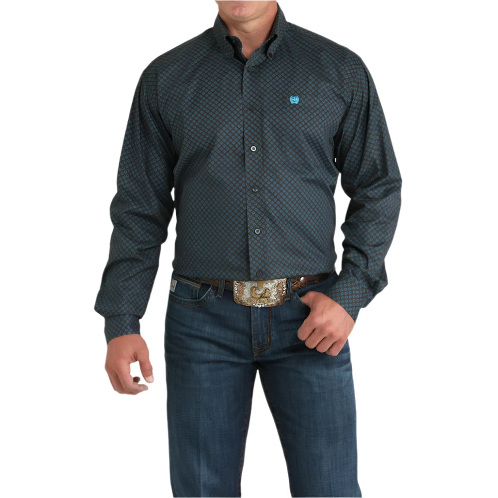 Men's Long Sleeve Western Print