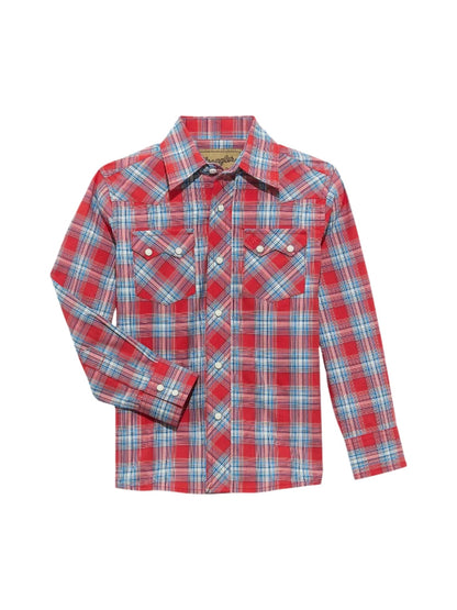 Boys Retro Long Sleeve Snap Shirt